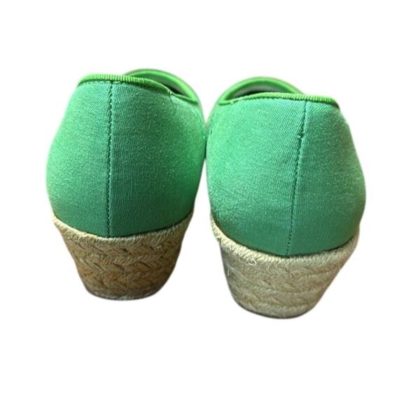 Vintage Beacon Kelly‎ Green Embroidered Canvas Wedge Espadrilles Size 8.5W - Picture 4 of 10